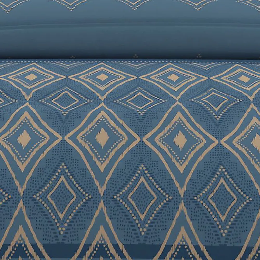 Parure housse de couette en coton 57 fils 240x220 cm ETHNO bleu, par>Soleil D'Ocre Online