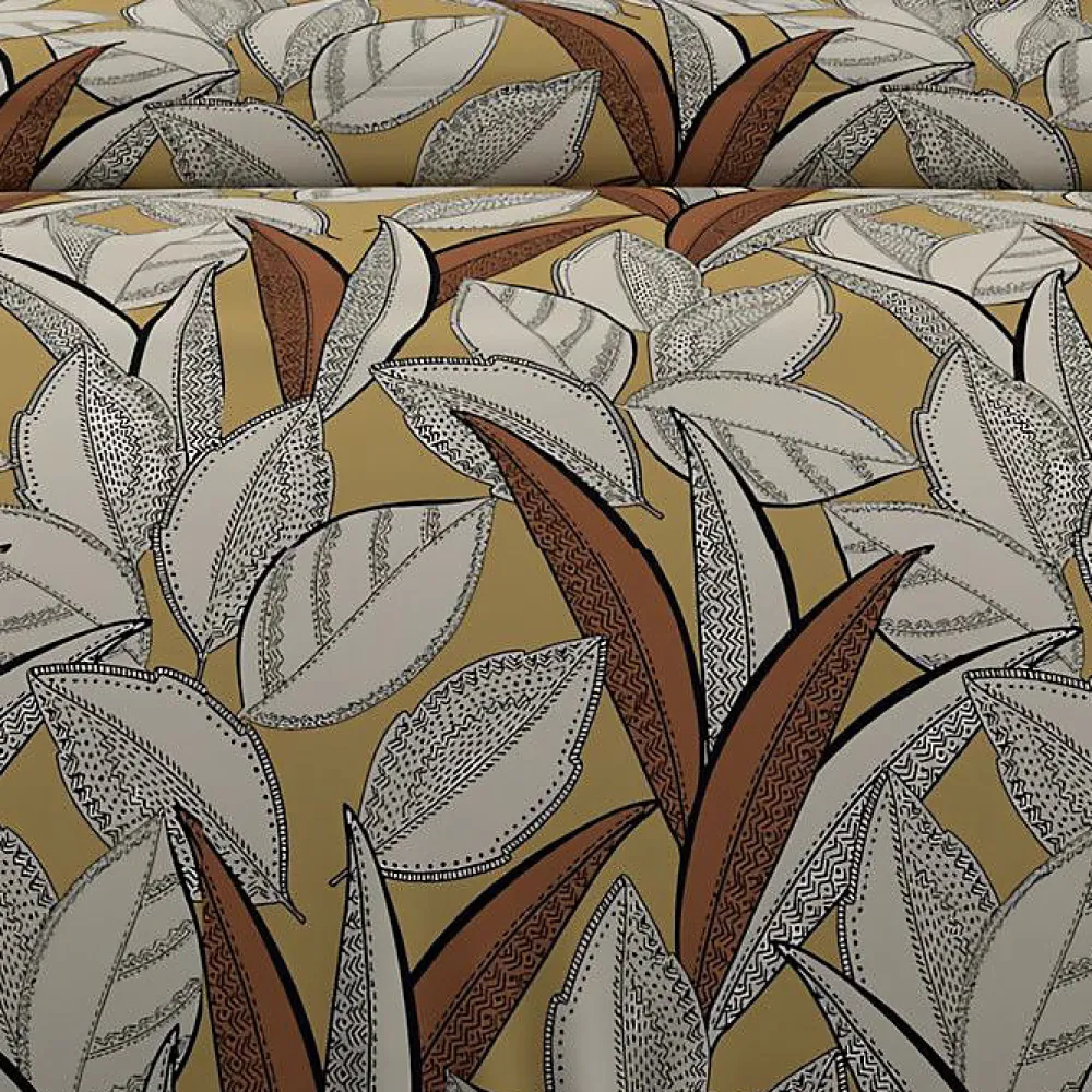 Parure housse de couette en coton 57 fils 260x240 cm TOGO moutarde, par>Soleil D'Ocre Hot