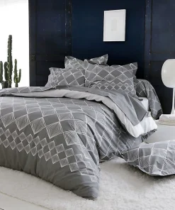 Tradilinge Parure Housse de Couette FOREVER GRIS (140x200 cm - Gris clair)* Housse De Couette