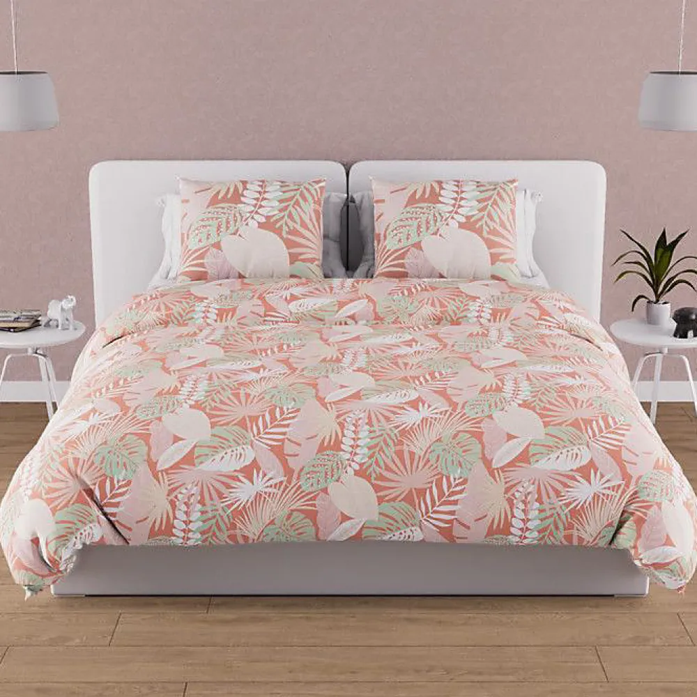 Soleil D'Ocre Parure housse de couette en coton 57 fils 260x240 cm TANZANIE corail, par* Parure De Lit
