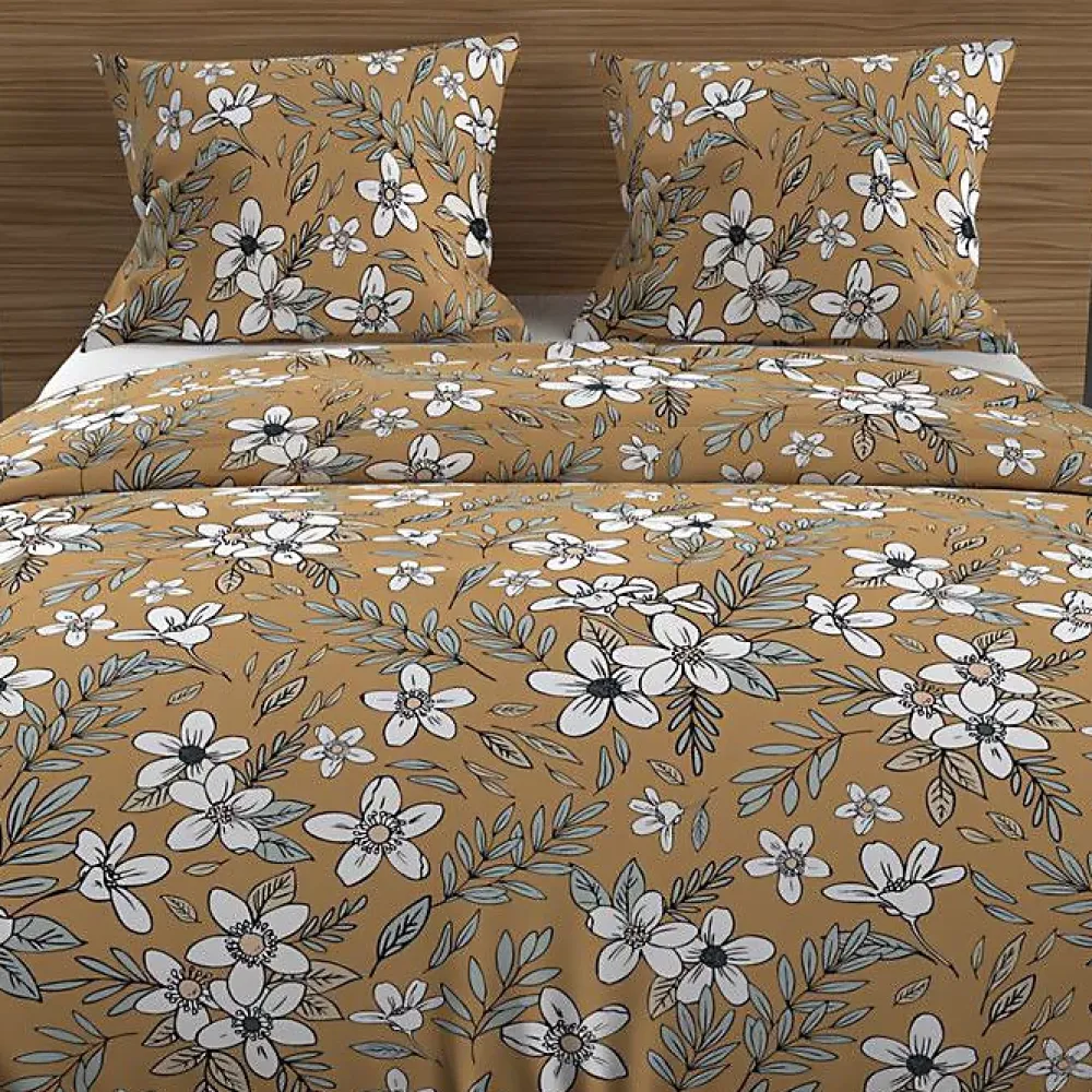 Soleil D'Ocre Parure housse de couette en coton 57 fils 260x240 cm MANON camel, par* Parure De Lit