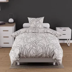 Soleil D'Ocre Parure housse de couette coton 57 fils 140x200 cm TOGO blanc, par* Parure De Lit