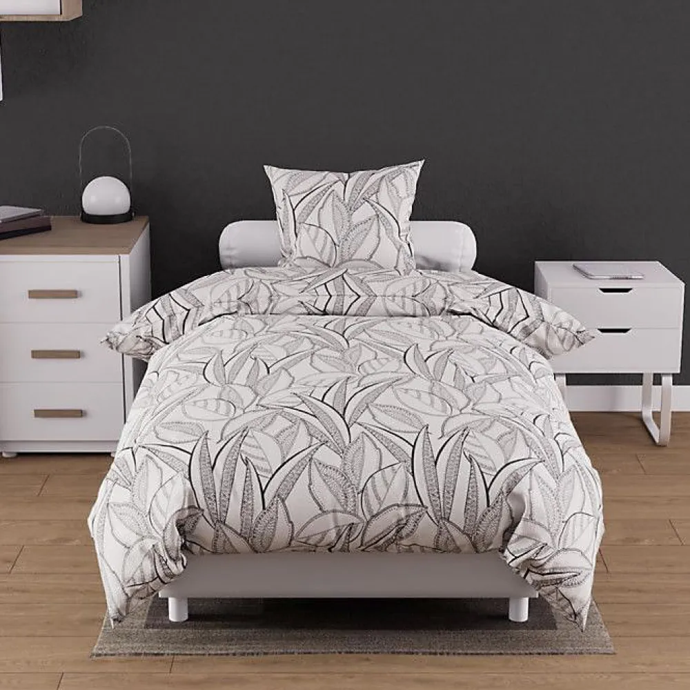 Soleil D'Ocre Parure housse de couette coton 57 fils 140x200 cm TOGO blanc, par* Parure De Lit