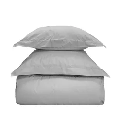 Parure housse de couette 240x220 cm avec 2 taies 65x65 cm en coton Gris Perle STUDIO>Sensei Maison Discount