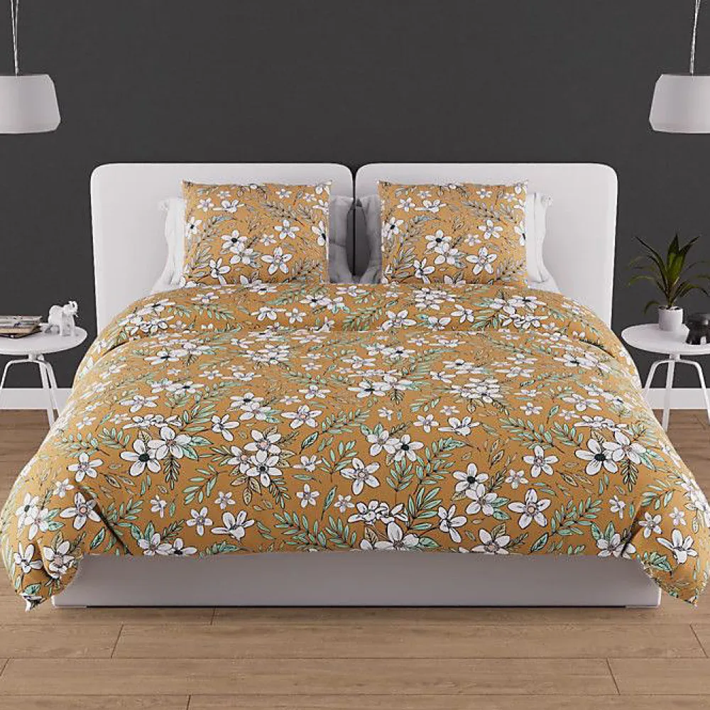 Soleil D'Ocre Parure housse de couette en coton 57 fils 240x220 cm MANON camel, par* Parure De Lit