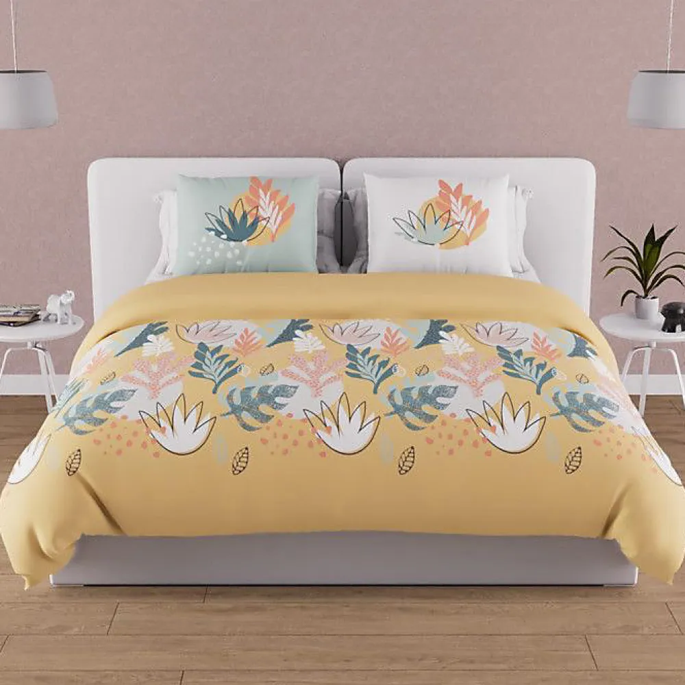 Soleil D'Ocre Parure housse de couette en coton 57 fils 240x220 cm MATHIS jaune, par* Parure De Lit