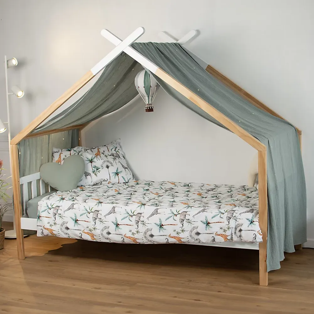 Sevira Kids Parure réversible housse de couette + taie d'oreiller enfant Safari* Parure De Lit