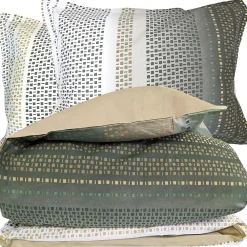 Parure 260x240 cm 50x70 cm coton NIAGARA vert Kaki 3 pièces>Linnea Outlet