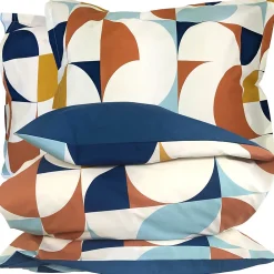 Parure 300x240 cm 50x70 cm percale MODULO bleu cobalt 3 pièces>Linnea Hot