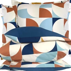 Linnea Parure 260x240 cm 65x65 cm percale MODULO bleu cobalt 3 pièces* Parure De Lit