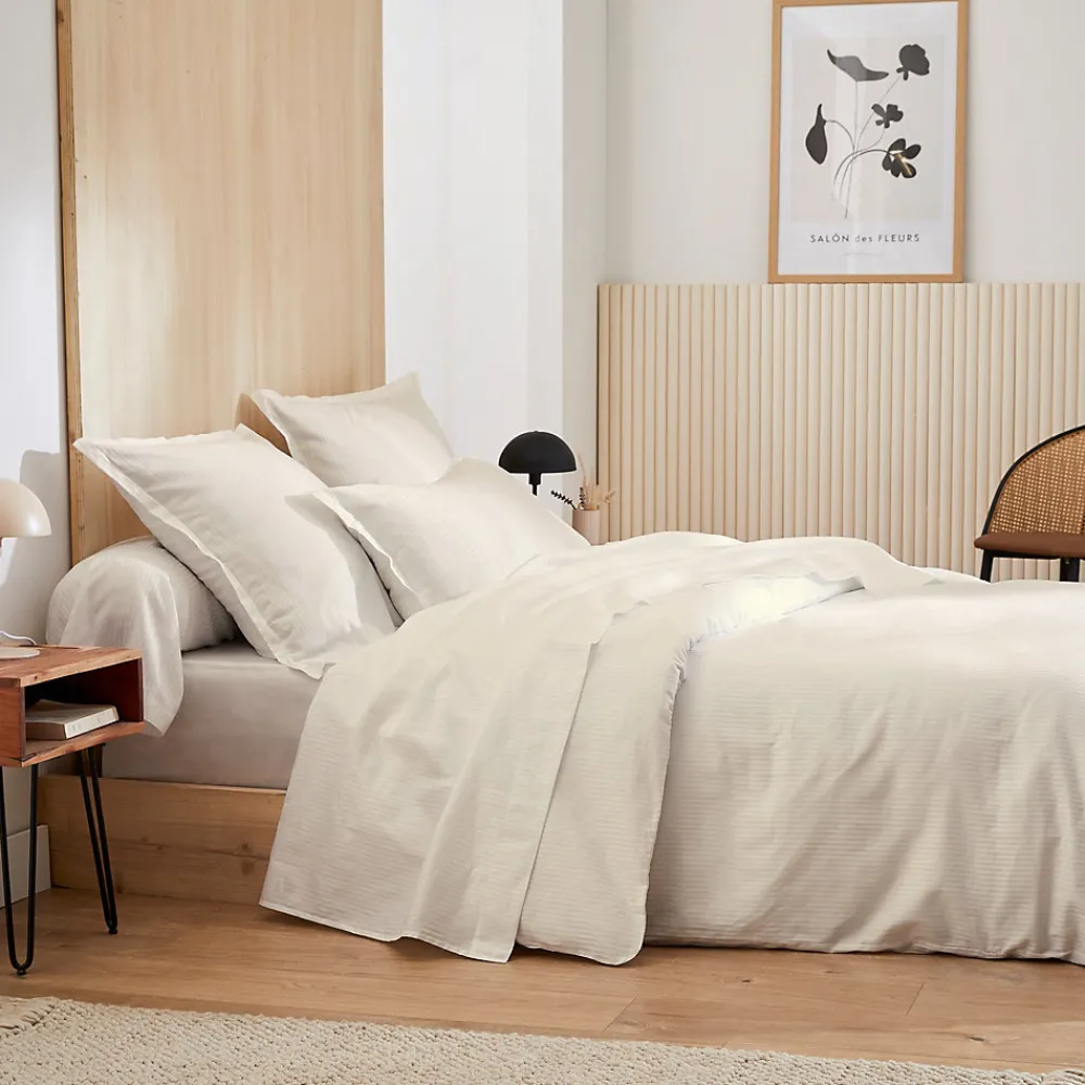Parure 140x200 cm 50x70 cm satin GRAND HÔTEL 2 pièces marron Sable>Linnea Discount