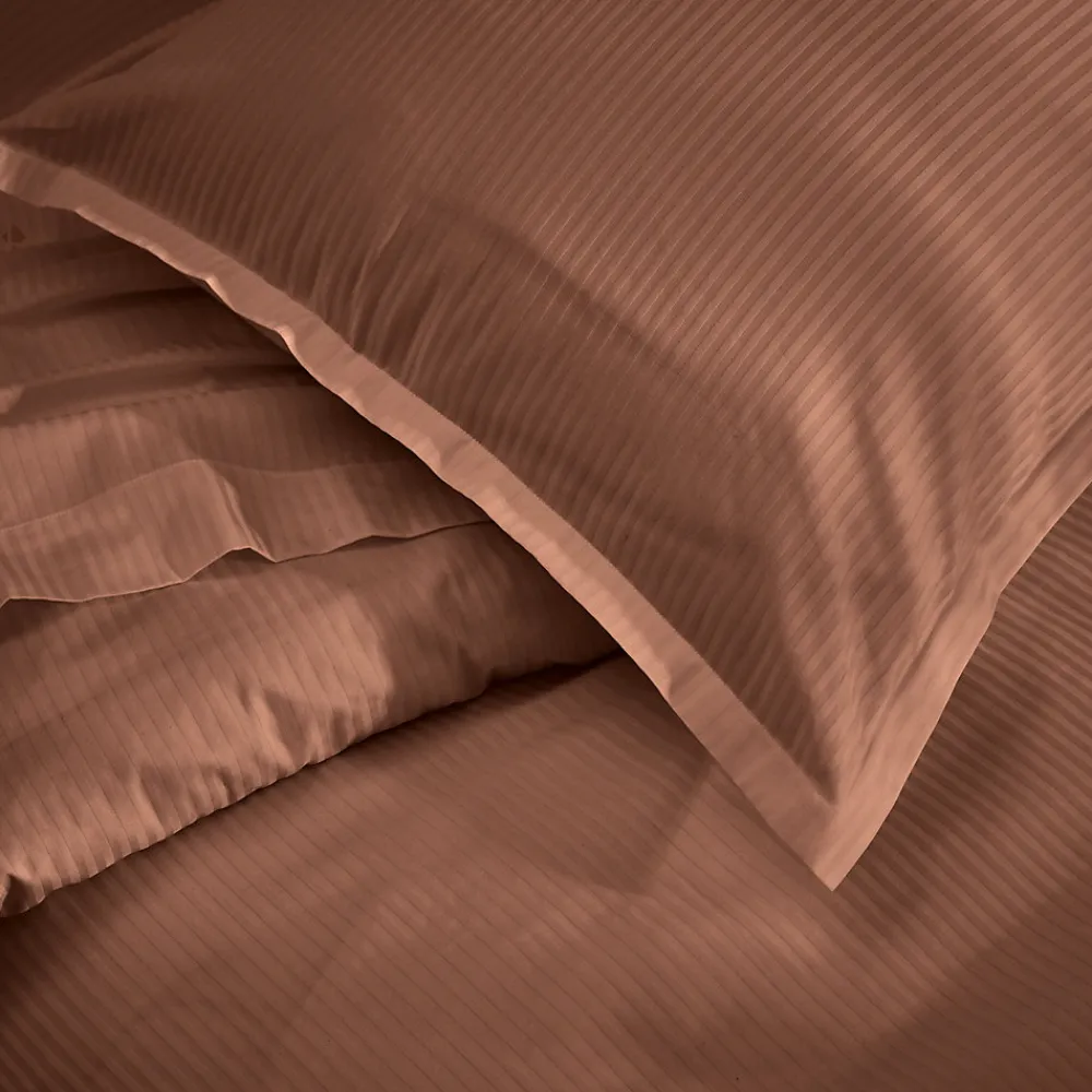 Parure 140x200 cm 50x70 cm satin GRAND HÔTEL 2 pièces marron Sable>Linnea Discount
