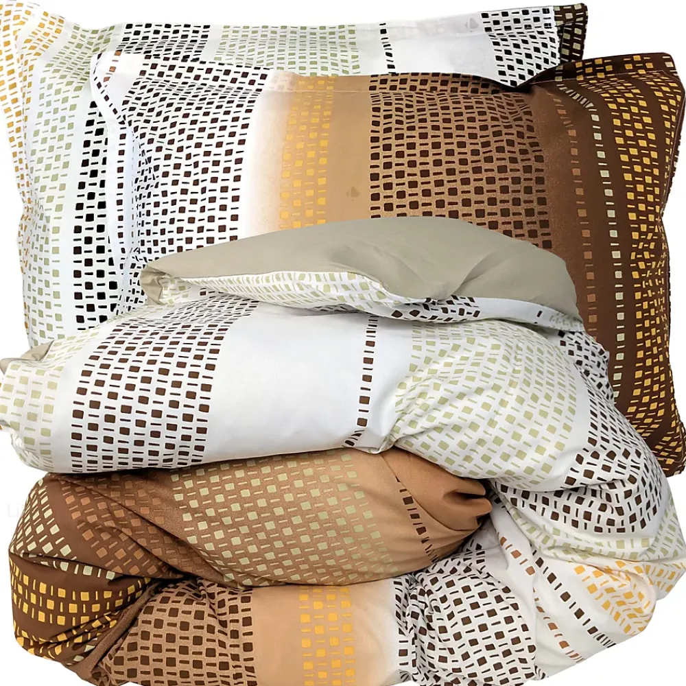 Linnea Parure 240x220 cm 50x70 coton NIAGARA marron Châtaigne 3 pièces* Parure De Lit