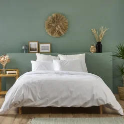 Parure 240x260cm 2 personnes PERCALE - Blanc>Bleu Calin Best