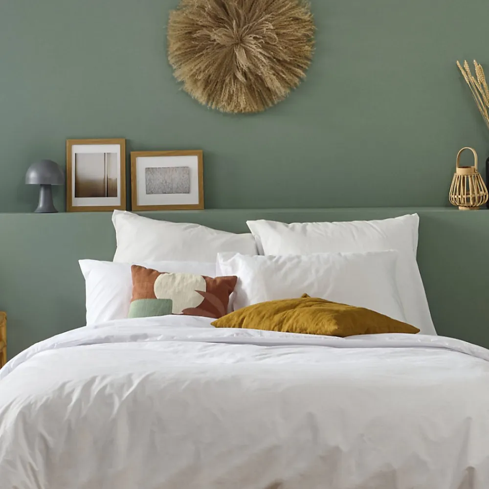 Parure 240x260cm 2 personnes PERCALE - Blanc>Bleu Calin Best