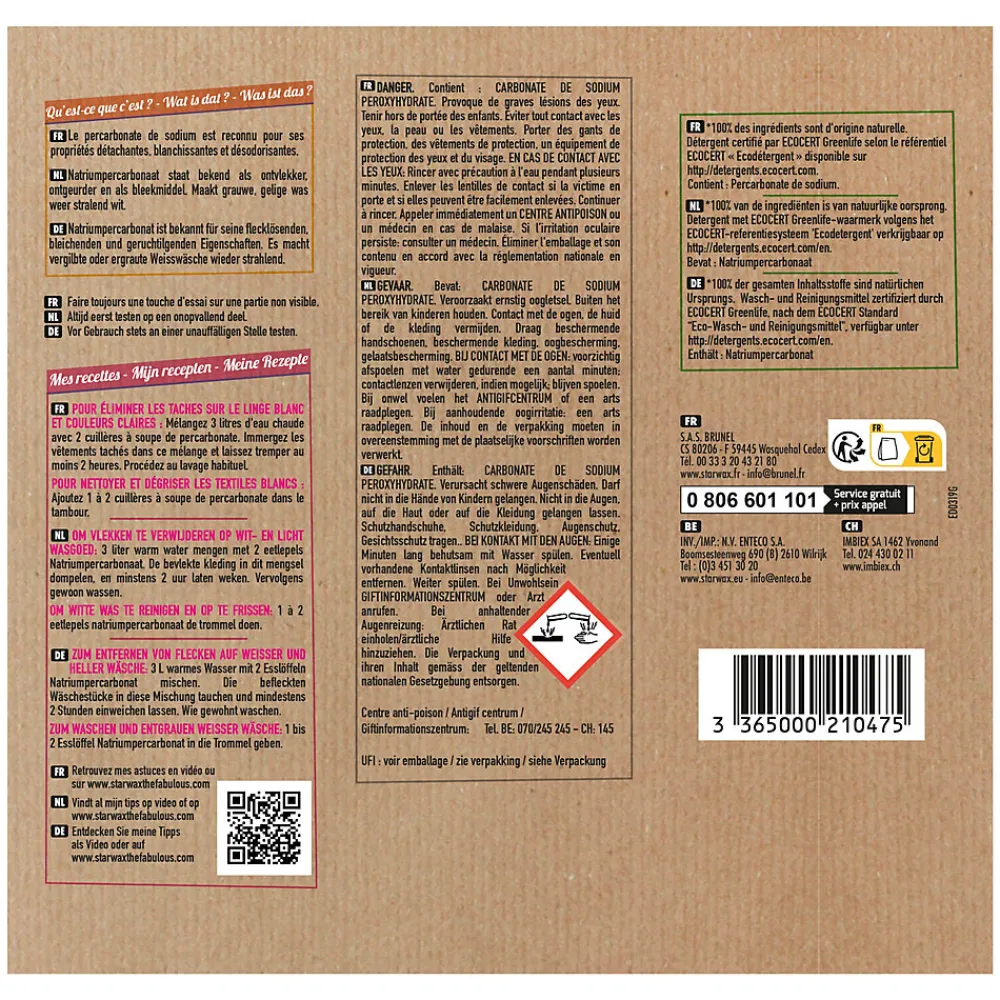 Starwax Fabulous Percarbonate de sodium 1kg* Percarbonate De Soude