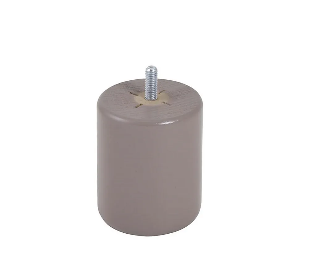 Pied de lit cylindrique en hêtre taupe H. 8 x Ø6,8 cm>Bar plus Discount