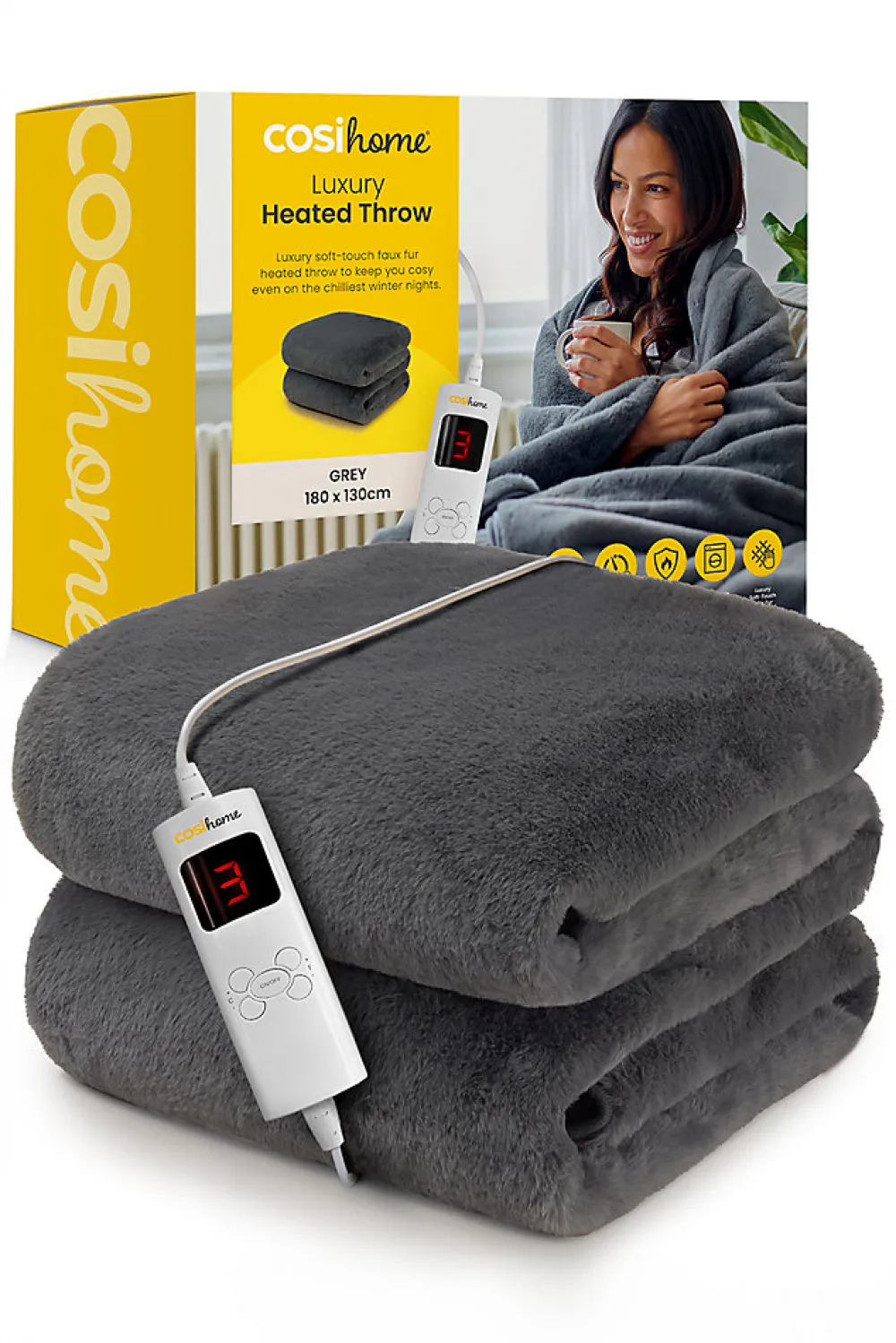 Plaid Chauffant Électrique En Fausse Fourrure De Luxe - Gris>Cosi Home Best