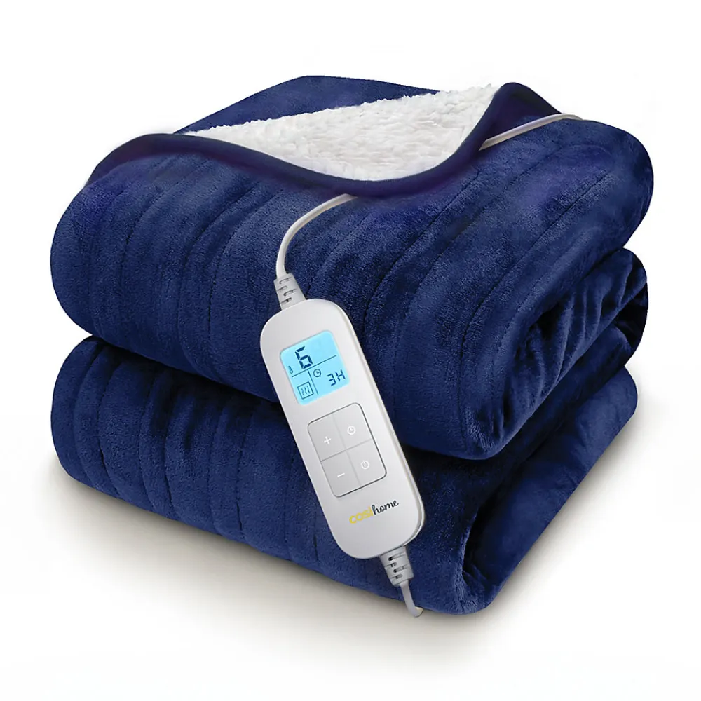 Plaid Chauffant Électrique En Polaire & Sherpa - Bleu Marine>Cosi Home Best