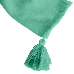 Sacasa Plaid coton vert et blanc avec pompons 180x220cm SLAVIA -* Boutis, Couvre-Lit, Édredon