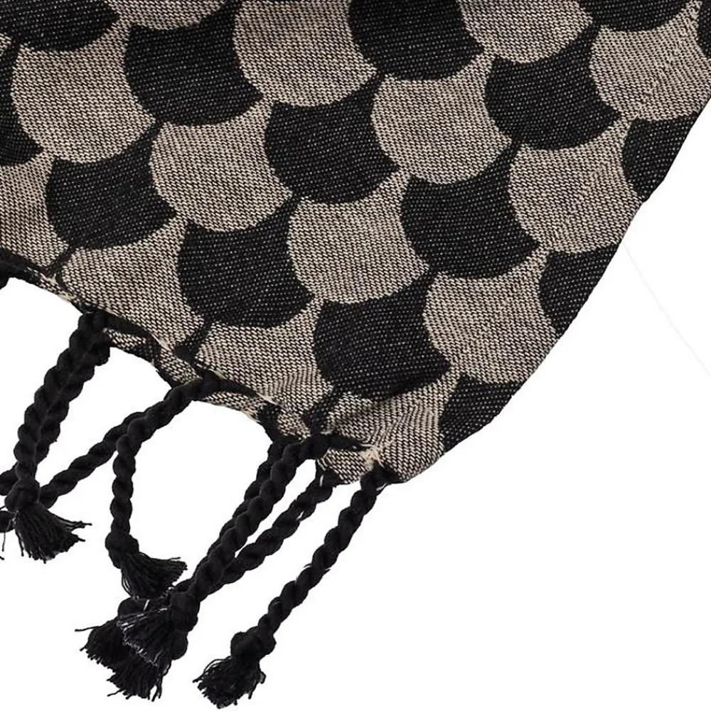 Plaid en coton Noir et gris avec franges DROPALL ->Sacasa Hot