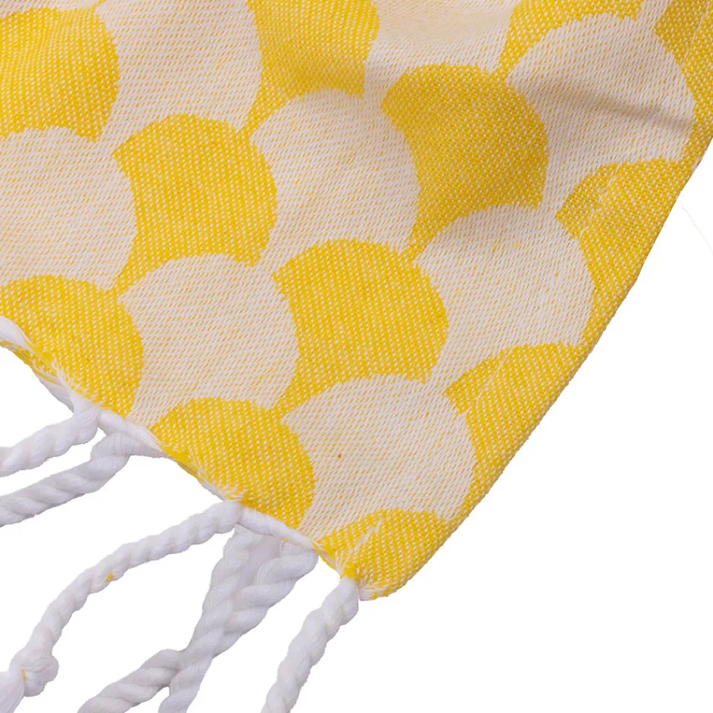 Plaid jaune et blanc avec franges 130x170cm DROP ->Sacasa Sale