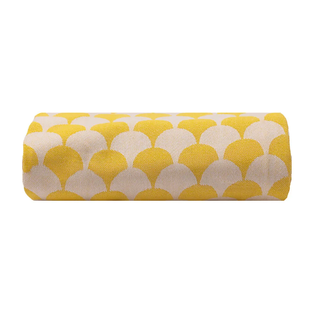 Plaid jaune et blanc avec franges 130x170cm DROP ->Sacasa Sale