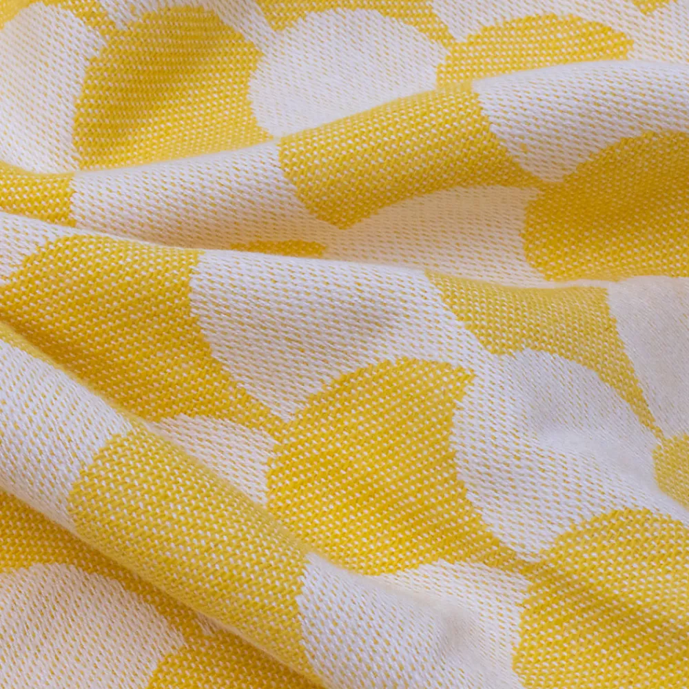 Plaid jaune et blanc avec franges 130x170cm DROP ->Sacasa Sale