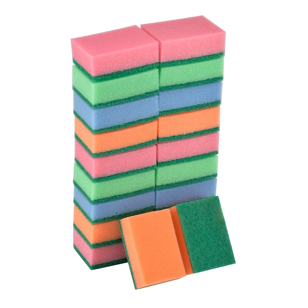 Éponge synthétique à récurer multi-usages L.13 x l.8,4 x ep.2,4 cm multicouleur vendue par 20 pièces* Eponge