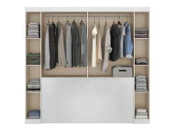Pont de lit - 6 portes - Avec armoires et rangements - L216,5 cm - Blanc - ANTERO><noscript><img width=