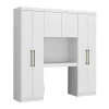 Vente-unique Pont de lit ANTERO - 6 portes - Avec armoires et rangements - L.200 cm - Blanc* Tête De Lit