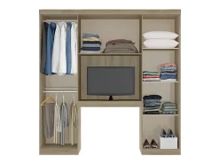 Pont de lit ANTERO II - 6 portes - Avec armoires et rangements - L.200 cm - Chêne et Ivoire><noscript><img width=