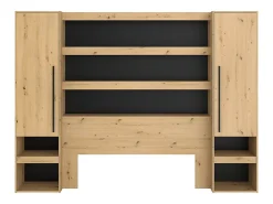 Vente-unique Pont de lit avec rangements et LEDs - L269 cm - Coloris : Naturel et noir - VARLY* Tête De Lit