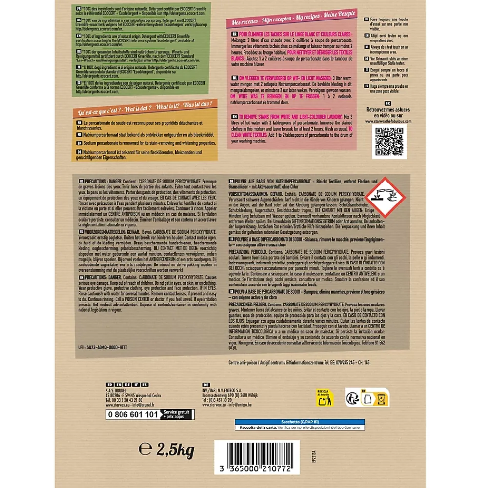 Starwax Fabulous Poudre à base de percarbonate 2,5kg* Percarbonate De Soude