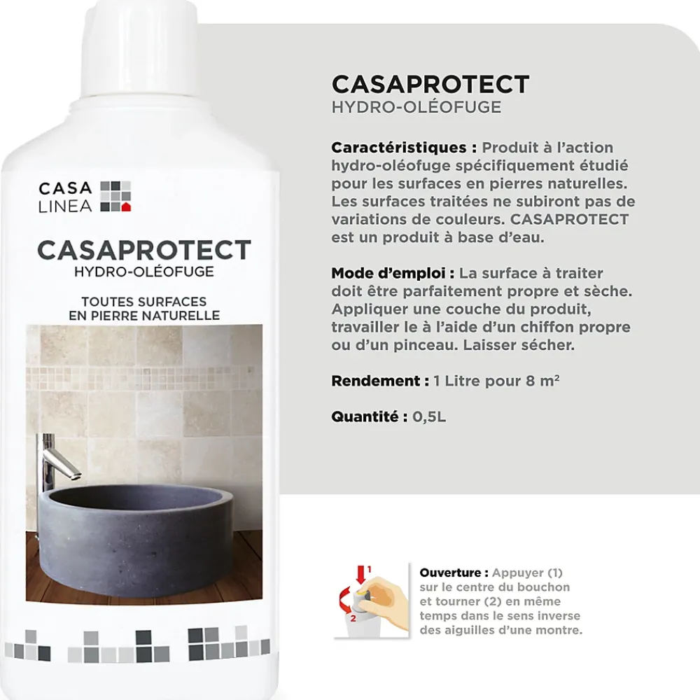 Casa Linéa Protecteur Pierre naturelle extérieur intérieur CASA LINEA 500 Ml* Nettoyant Et Entretien Pour Sol