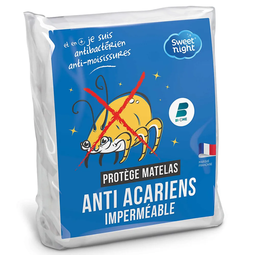 Protège matelas - Alèse Imperméable et Anti Acariens - Bouclette Éponge Coton - Silencieux et Respirant>Sweetnight