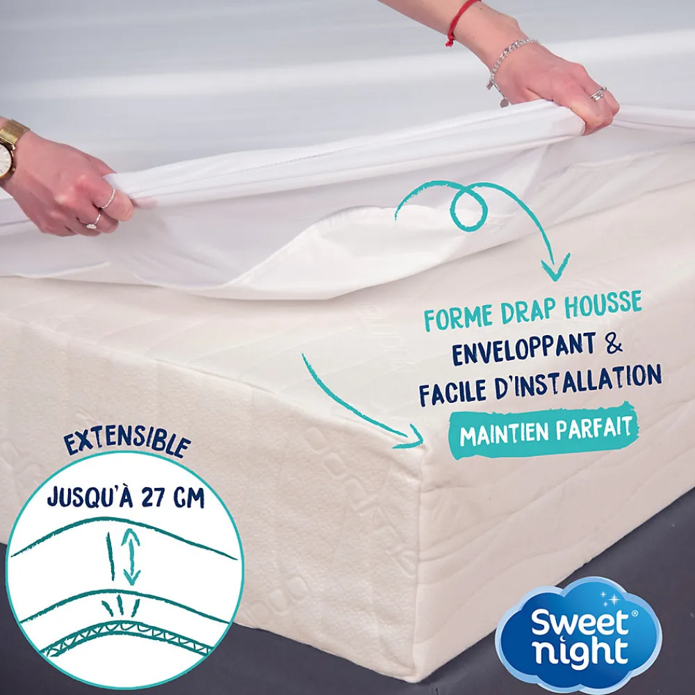 Protège matelas - Alèse Imperméable et Micro Respirante - Souple et Silencieux - Lavable à 90 degrés>Sweetnight New