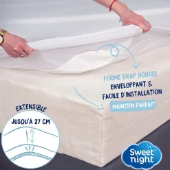 Protège matelas - Bouclette en Coton - Alèse Imperméable et Absorbante - Respirant et Silencieux><noscript><img width=