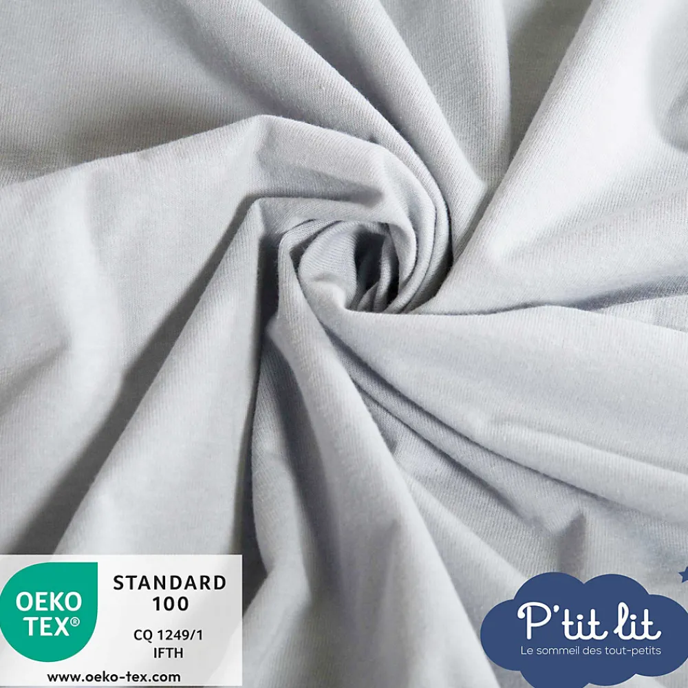 Protège Matelas Bébé 2 en 1 - Alèse + Drap Housse - 100% Coton - Imperméable et Respirant - Silencieux - Oeko Tex - Gris>P’Tit Lit Clearance