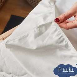 Protège Matelas Bébé 2 en 1 - Alèse + Drap Housse - 100% Coton - Imperméable et Respirant - Oeko Tex - Blanc><noscript><img width=