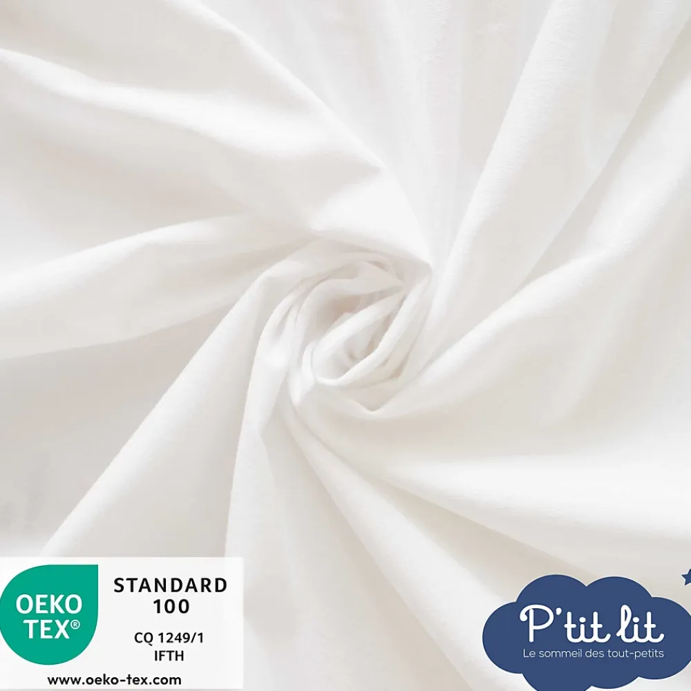 P’Tit Lit Protège Matelas Bébé 2 en 1 - Alèse + Drap Housse - 100% Coton - Imperméable et Respirant - Silencieux - Oeko Tex - Blanc* Protège Matelas