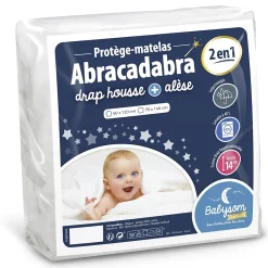 Babysom Protège Matelas Bébé 2 en 1 - Drap housse + Alèse Imperméable - Jersey 100% Coton - Souple et Silencieux - Oeko-Tex* Protège Matelas
