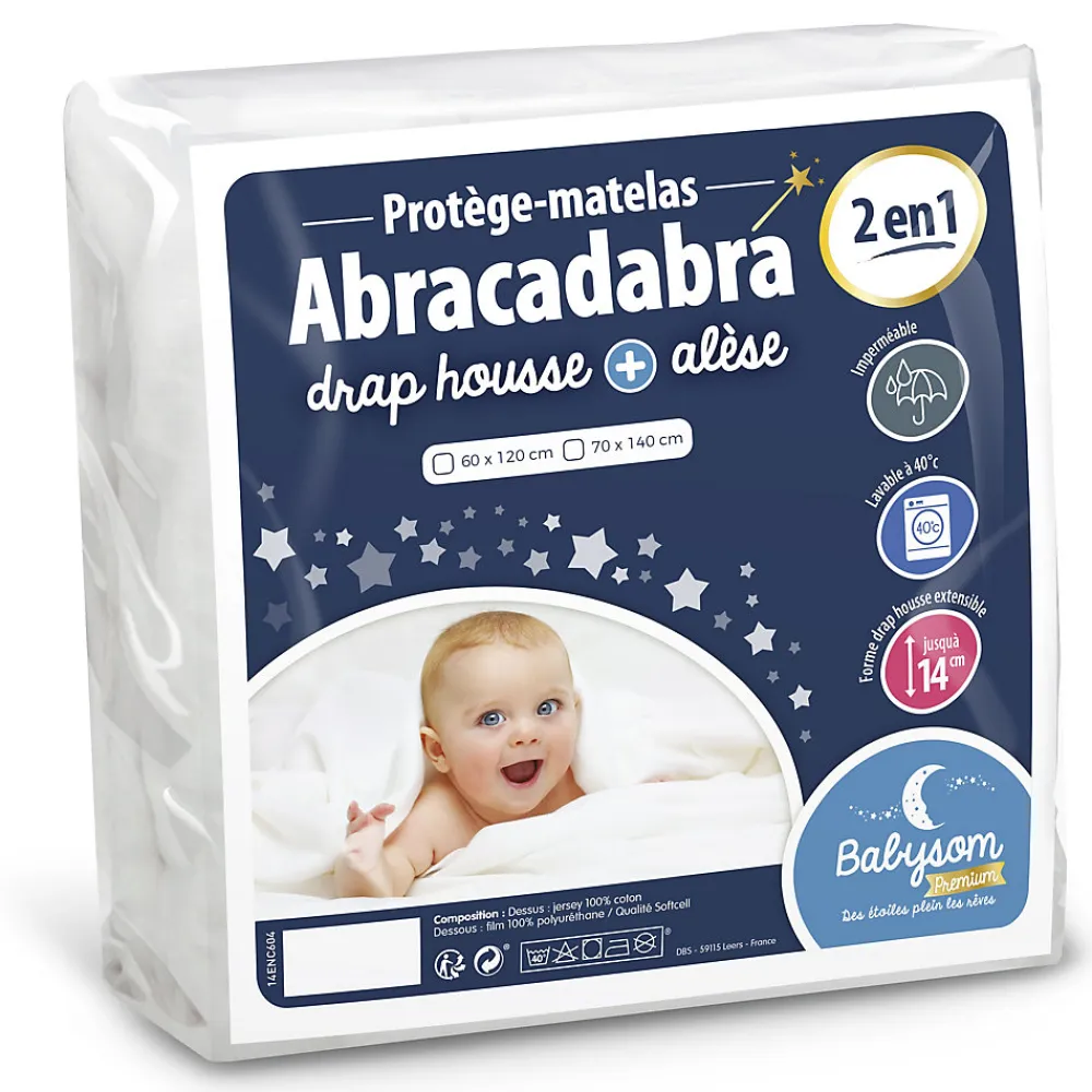 Protège Matelas Bébé 2 en 1 - Drap housse + Alèse Imperméable - Jersey 100% Coton - Souple et Silencieux>Babysom Online