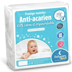 Babysom Protège Matelas Bébé Anti-acarien - Alèse imperméable Souple et Silencieuse - Bouclette 100% Coton : Doux et Absorbant - Oeko-Tex* Protège Matelas