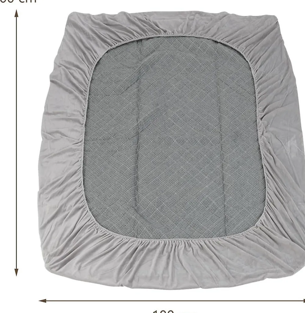Protège Matelas Housse de Lit Douce en Polyester Cristal Poche Profonde Dessous Antidérapant 180 X 200 CM Gris>Giantex New