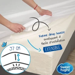 Sweetnight Protège Matelas 180x200 - Molleton 100% Coton - Senteur Linge Propre - Forme Drap Housse Extensible* Protège Matelas