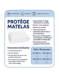 Protège Matelas 140x190 Imperméable Lavable, Respirant et Silencieux Convient><noscript><img width=