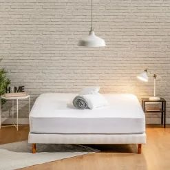 Protège matelas 160x200cm Molleton ANTI-ACARIENS>Bleu Calin