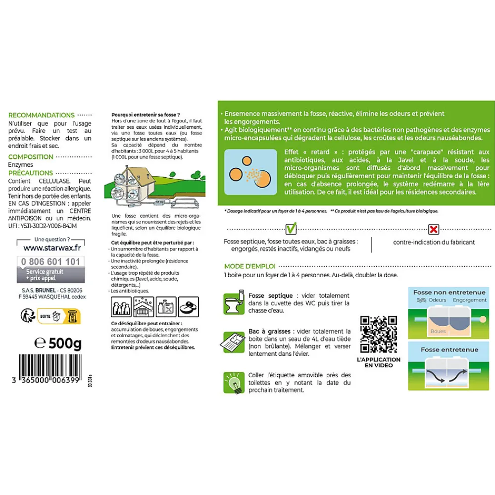 Réactivateur biologique fosses septiques 500g>Starwax Discount