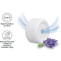 Recharge pour absorbeur d'humidité 2 galets lavande 20m² 450g><noscript><img width=